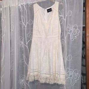 White Do+Be vneck eyelet embroidered fringe skater dress - pretty, boho, bride